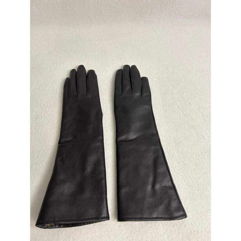 Vintage Retro  Womens OS Black Faux Leather Fur Lined Opera Gloves